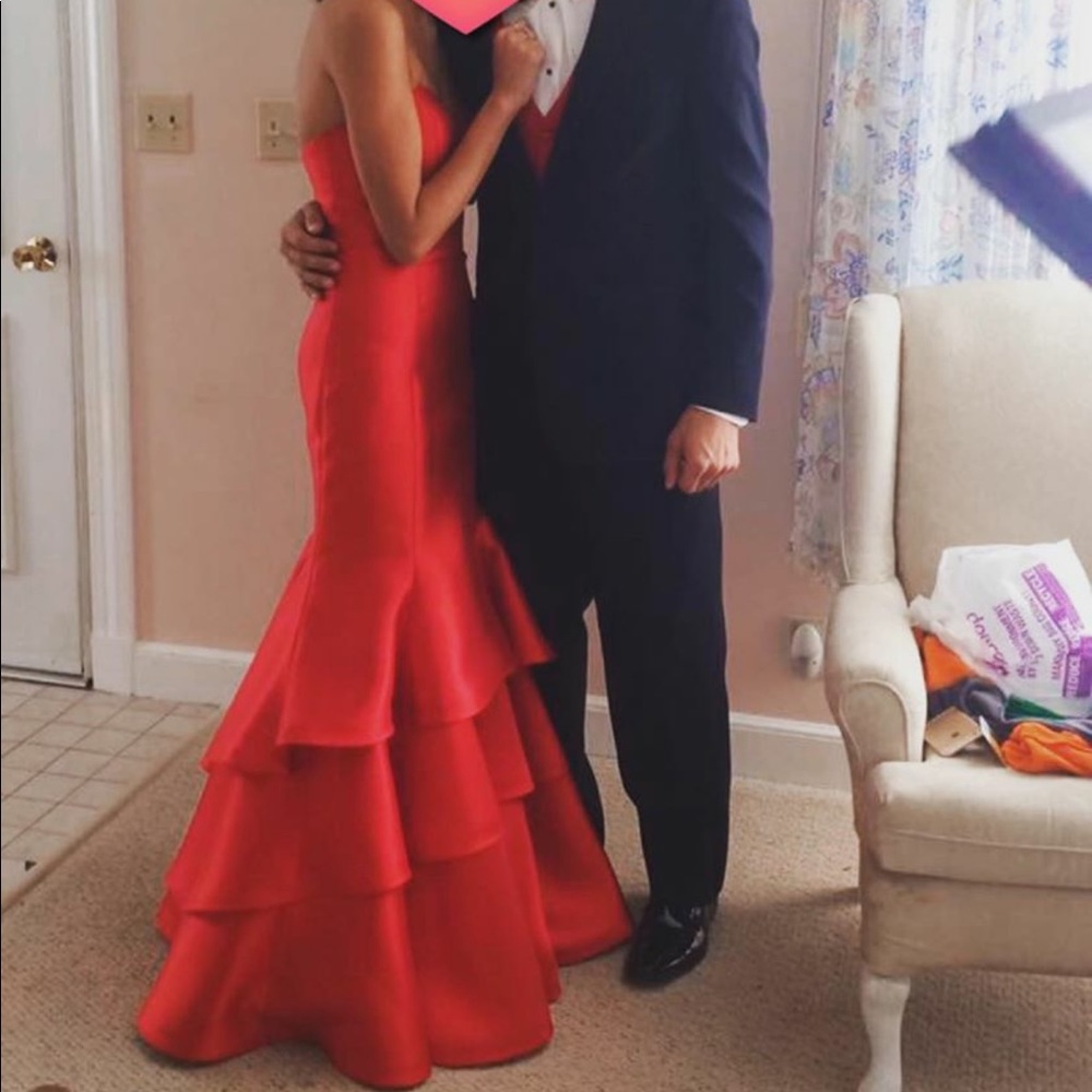 Size 2 Red Strapless Prom Dress